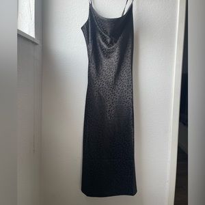 Forever 21 Black Midi Satin Dress